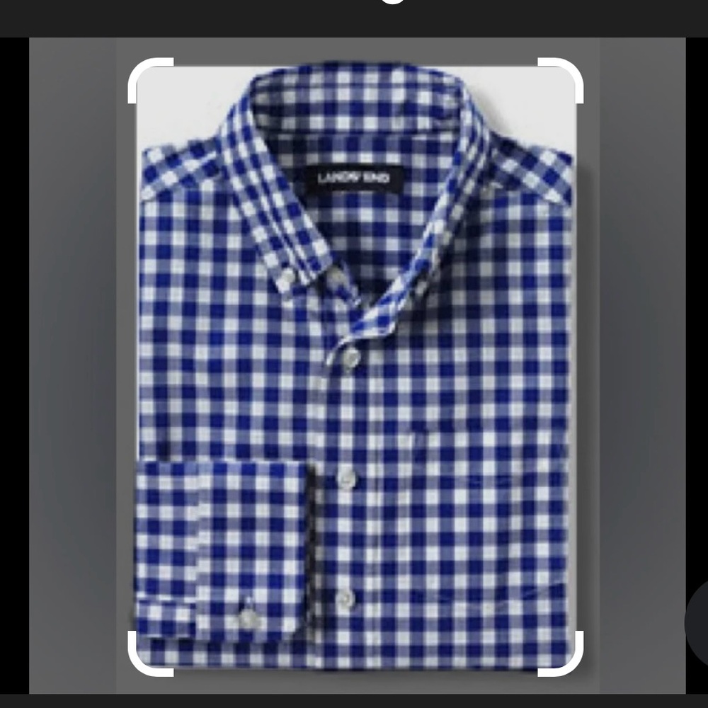 Lands' End Blue Checkered Boys Shirt